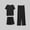 Black, variant on Sakmal Comfy Pajamas for Women Set Soft Short Sleeve 3pc Top and Pants Lightweight Round Neck Lounge Loose Fit Solid Night Shirts for Women Sleepwear