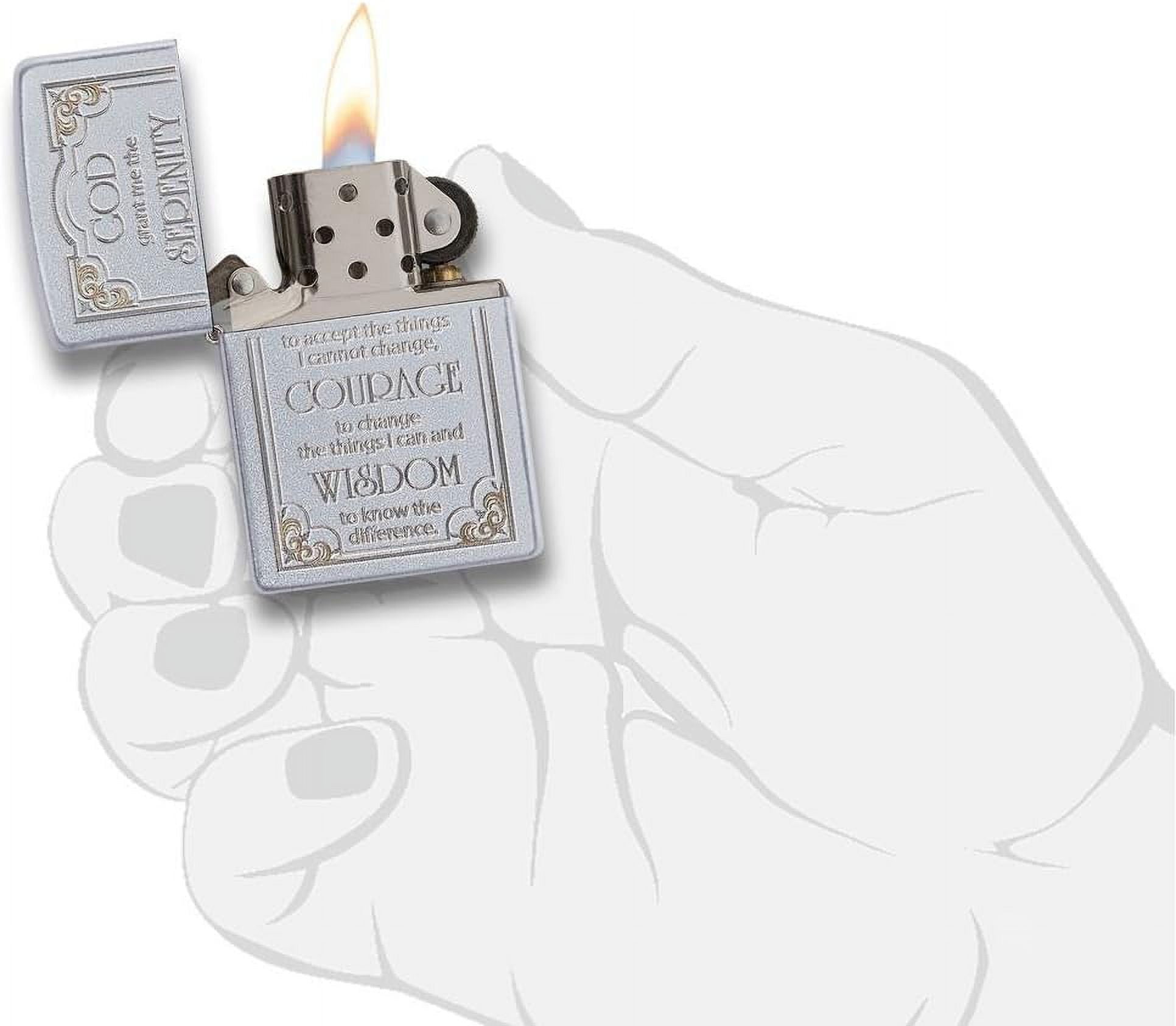 Zippo Lighter- Personalized Engraved Message on Backside Cross Prayer Design Windproof Lighter (Serenity Prayer 28458)