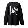 thumbnail image 4 of Oversized T Shirts Shirts for Women Casual Letter Printing Long Sleeve Shirts for Women Pullover Round Neck Fashion T Shirts for Women Weekly-Deals（Black,2XL）, 4 of 4