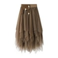 thumbnail image 4 of TAIAOJING Women's Mini Fitting Split Skirt Ladies Solid Color Fringe Studded Gold Short Package Mini Skirt, 4 of 5
