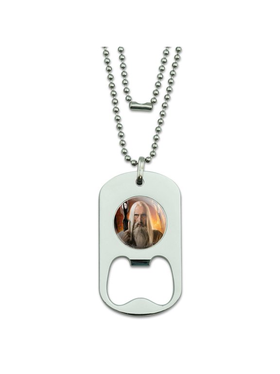 The Lord of the Rings Saruman Character Military Dog Tag Bottle Opener Pendant