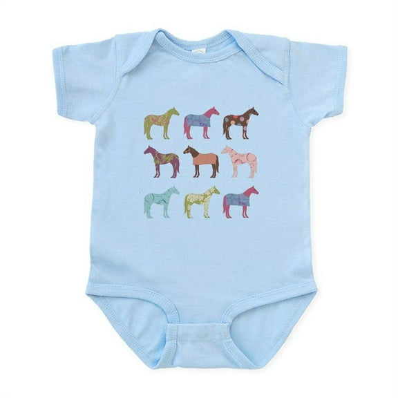 CafePress - Colorful Horse Pattern Body Suit - Baby Light Bodysuit, Size Newborn - 24 Months