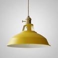thumbnail image 1 of Lámpara colgante de metal de estilo industrial, casquillo de bombilla E27, ideal para sala de estar, dormitorio, comedor, oficina y cafetería, amarillo vibrante, 1 of 5
