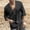 Black, variant on Mens Retro Lace Up Pure Cotton Linen Like Versatile Breathable Lightweight Beach Summer Hippie Boho Shirts Black
