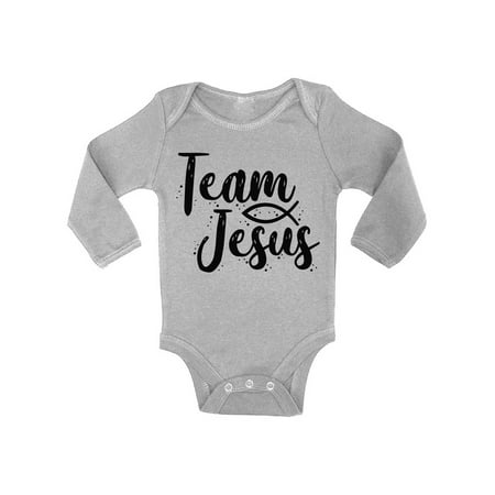 

Awkward Styles Team Jesus Baby Bodysuit Long Sleeve Black Romper for Kids Christ Romper for Boys Christian One Piece for Girls Jesus Romper for Children Christian Gifts for Child Newborn Clothing