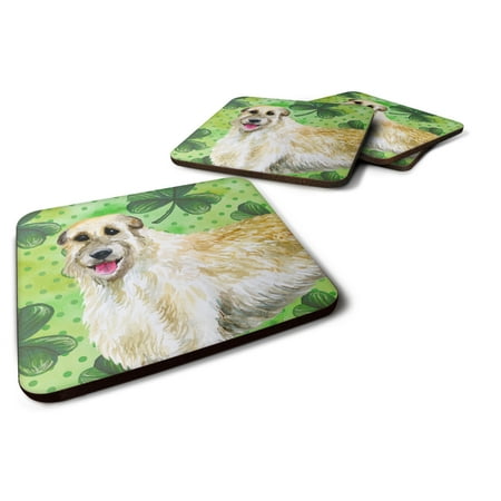 

Carolines Treasures BB9844FC Irish Wolfhound St Patricks Foam Coaster Set of 4 Green 3 1/2 x 3 1/2 multicolor