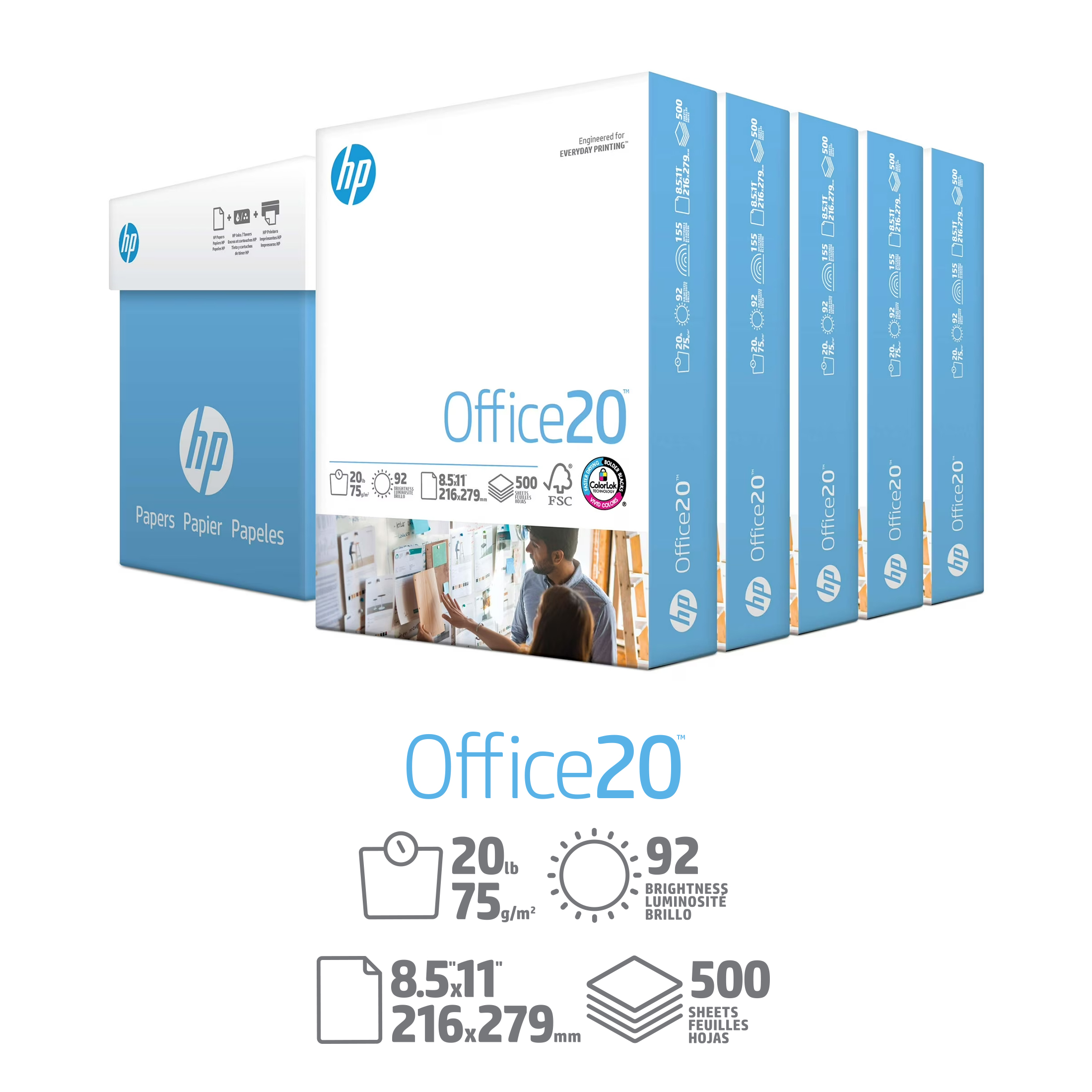 HP Office 20 Printer Paper, 5 Reams 2500 Sheets photo 2
