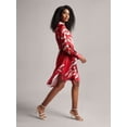 thumbnail image 5 of Zaccai Women's Red Satin Abstract Button Down Dress, 5 of 6