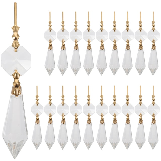 20Pcs Clear Crystal Chandelier Icicle Prisms Candelabra Replacement Parts