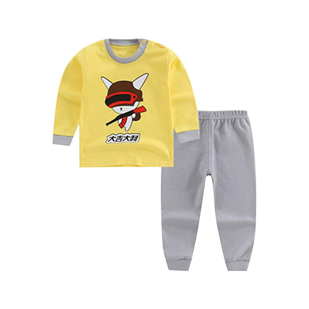 2pcs Autumn Cotton Clothes Set Cartoon Print Baby Kids O-neck Jumper Pants 