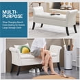 thumbnail image 3 of Topeakmart Multifunctional Faux Leather Storage Bench with Rolled Armrests, White, 3 of 11