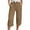 Coffee, variant on Seductiva Green Women's Wide Leg Pants Women's Linen Trousers Summer 3/4 Length - Lightweight Muslin Elastic Waist Wide Leg Pants with Pockets, Casual Loose Fit for Beach, Travel & Leisure