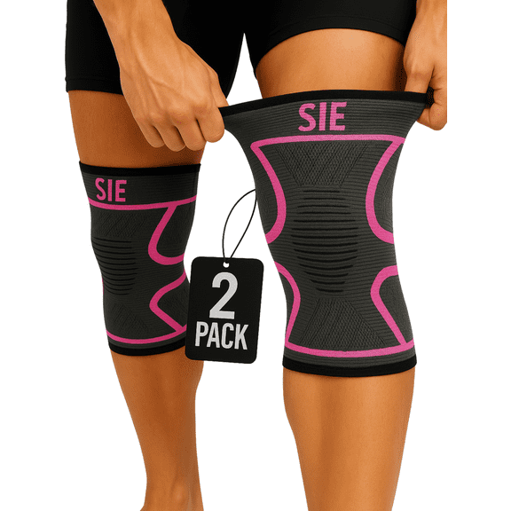 Special Essentials 2 Pack Knee Braces for Men and Women - Compression Sleeves for Pain Relief, Support for Meniscus Tears, ACL, and Arthritis - Effective for Gym and Weightlifting