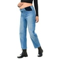 thumbnail image 3 of DOKOTOO Women's Maternity Jeans Elastic Waist Baggy Barrel Jeans Side Panel Loose Denim Stretch Pants for pregnancy women, 3 of 10
