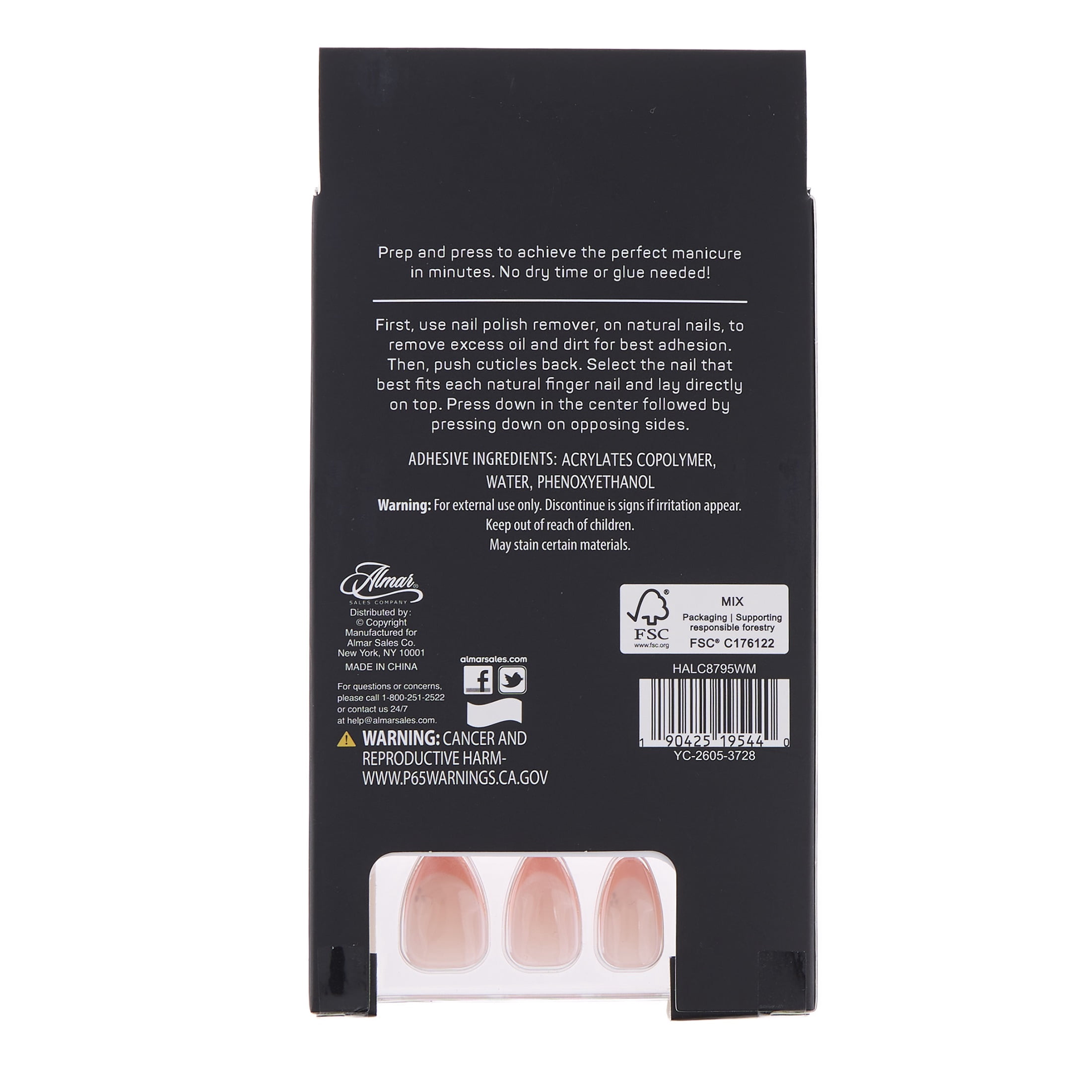 Expressions 24-Pack Self Adhesive Halloween Press-On Nails - Orange Ghosts French Tip