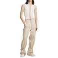 thumbnail image 2 of Sunloudy Pantalones de Mujer, Casual Cordón Amarrado Cintura Color Sólido Elástico Ajustable Tobillo Recto Suelto Pantalones Sunloudy moda, 2 of 8