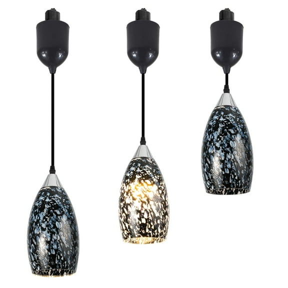 Kiven Juno track lighting pendants Adjustable Height,3-Light Modern Glass J track pendant lights ,Decorative Track Lighting Fixture for Hallway Kitchen Island DZ0510