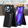 thumbnail image 5 of Crossbody Wallet Case for iPhone 15 Pro, PU Leather Zipper Handbag Purse Flip Cover with Kickstand Case for iPhone 15 Pro ZP Black, 5 of 18