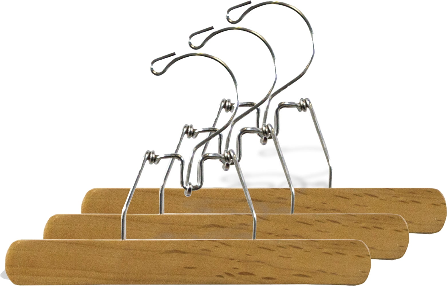 International Hanger Wooden Clamp Pant Hanger Natural Finish