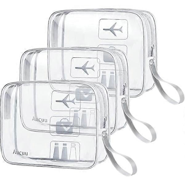 Transparent Toiletry Bag, Airplane Travel Kit, Waterproof PVC Makeup Bag for Travel, Flight Storage Bag, 3-pack