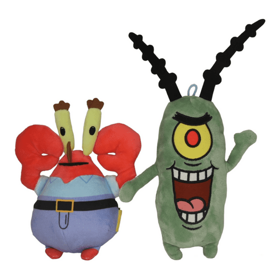 Spongebob Characters 6 Inch Plankton and Mr. Krabs Stuffed Plush Toy 2 Piece Set