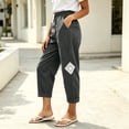 thumbnail image 6 of Admvng Linen Pants for Women Elastic Drawstring Waist Straight Leg Casual Soft Trousers with Pockets, 6 of 9