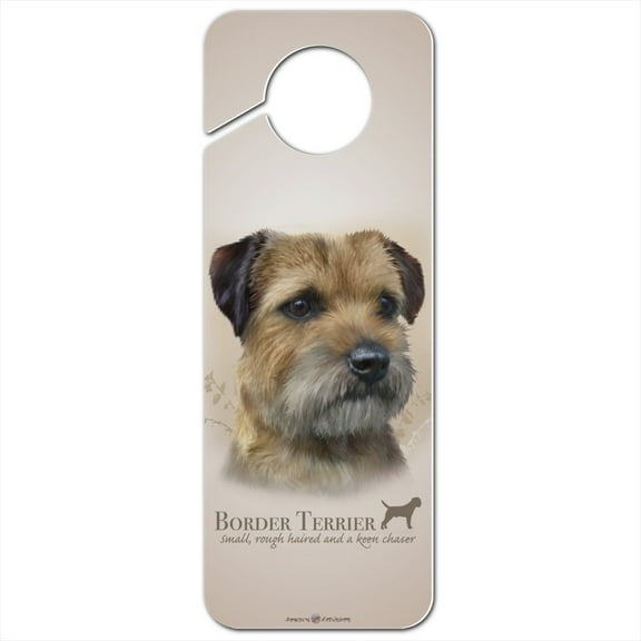 Border Terrier Dog Breed Plastic Door Knob Hanger Sign