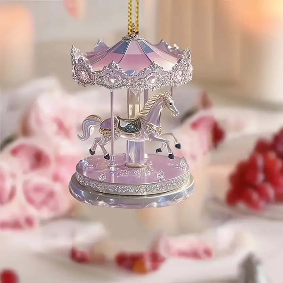 PPKVUFD Valentine's Day Carousel 2D Flat Ornament 2026, Easter Carousel Horses Gift Xmas Tree Decor for Carousel Lovers, Carousel Hanging Ornament, Carousel Horse Ornament