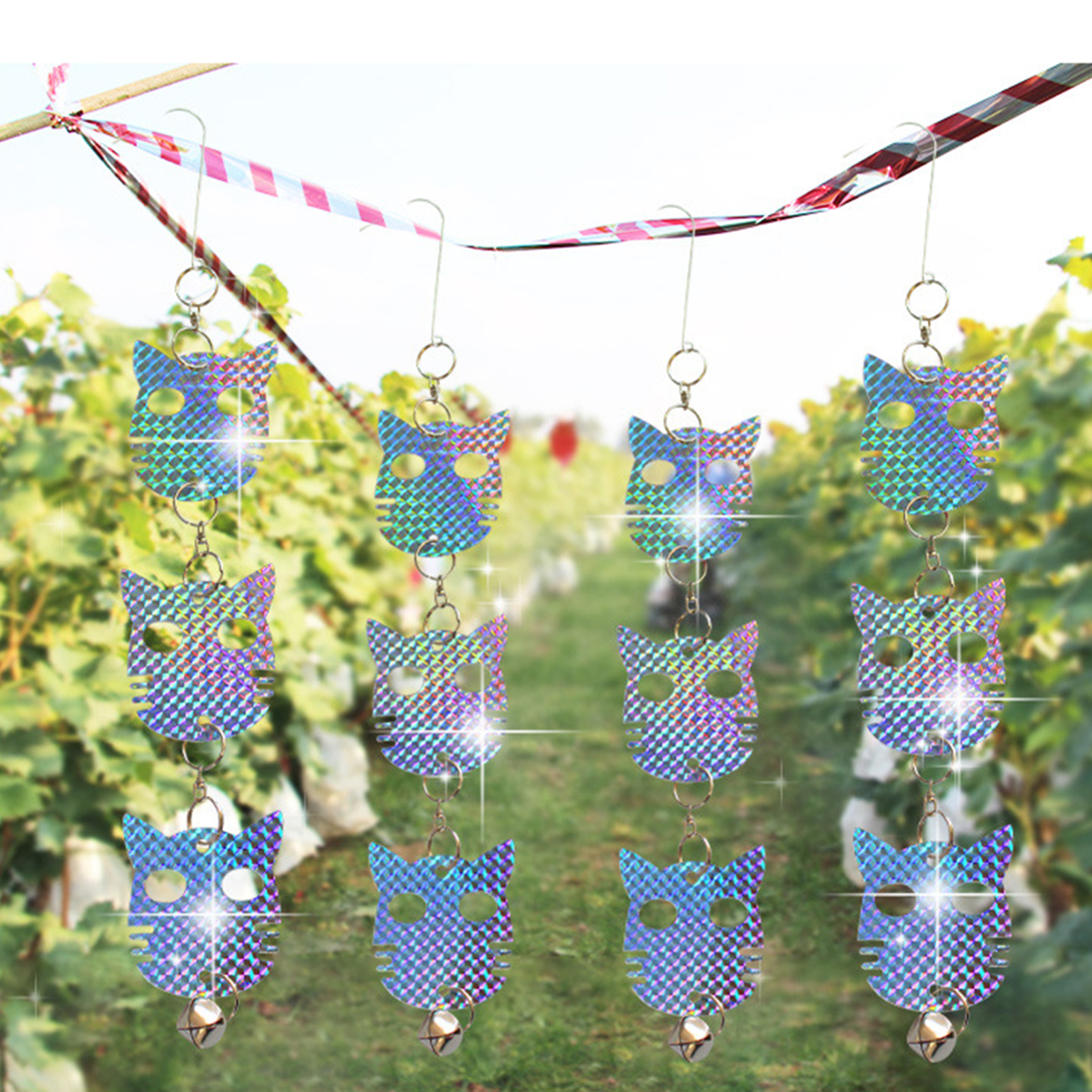 Uehgn 4Pcs Owl Shaped Bird Repellent Reflective Discs 360 Degree