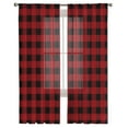 thumbnail image 3 of Rustic Checkered Sheer Curtains 84 Inches Long 2 Panels Set, Window Sheer Curtains for Living Room/Bedroom, Black Red Buffalo Plaid Light Filtering Rod Pocket Curtain 52'' x 84'' x 2, 3 of 7