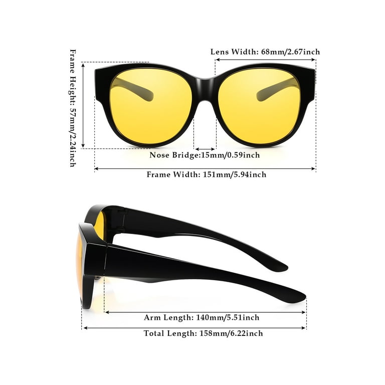 TINHAO Night Driving Glasses Fit Over Glasses Anti Glare Night Vision  Glasses for Men Women 