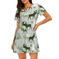 thumbnail image 1 of Easygdp green plaid Moose tree Camisón de manga corta para mujer, informal, estampado, 1 of 6