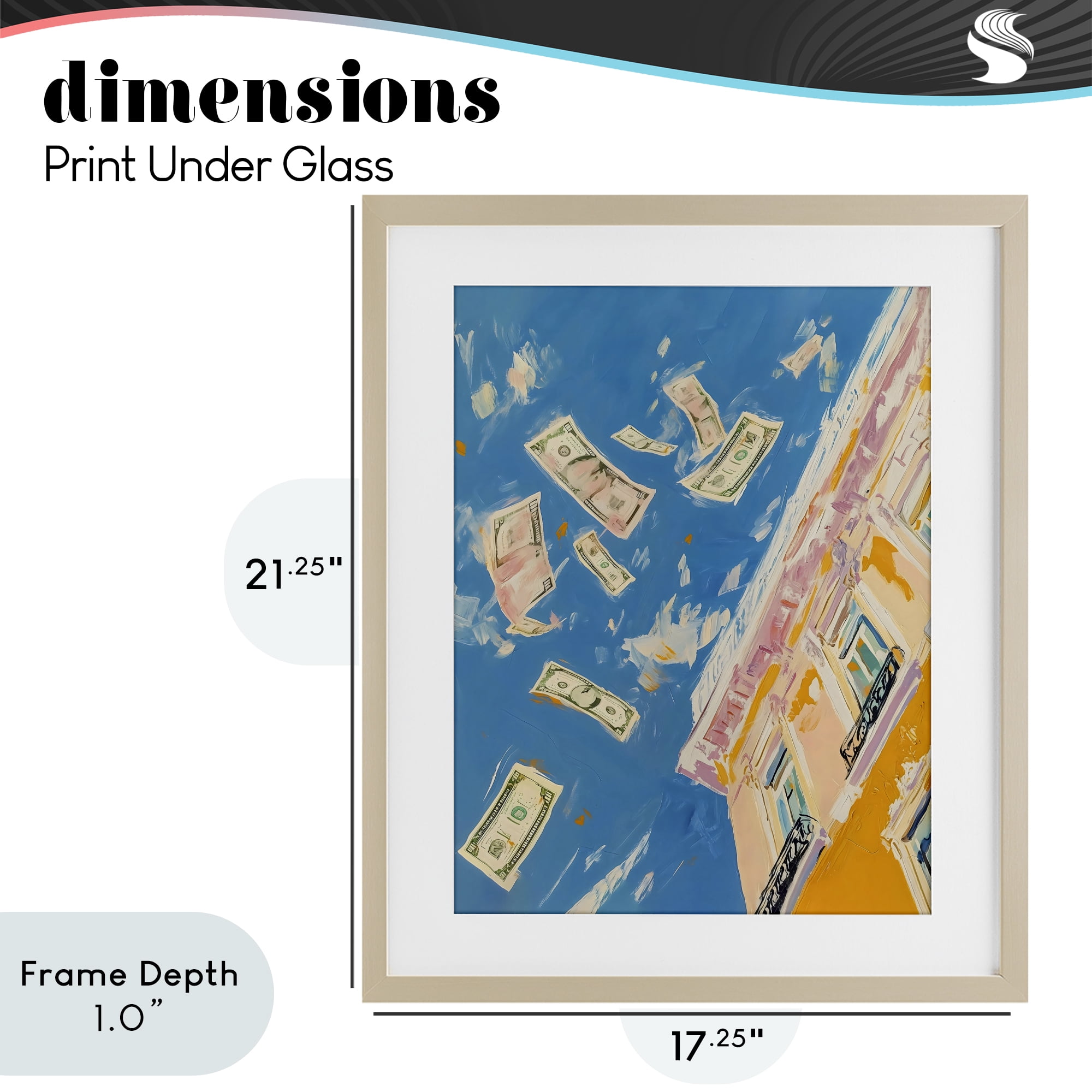 Stupell Industries Money Rain Drifting Past Windows Birch Framed Print Under Glass, design by The Prints Vibe