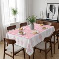 thumbnail image 6 of Snowflakes Christmas Table Cloth Waterproof Tablecloths, Pink Xmas Winter Vintage Tablecloth Dining Table Cover for Kitchen Party Tabletop Outdoor, Rectangle Tablecloth 52x70 Inch, 6 of 9