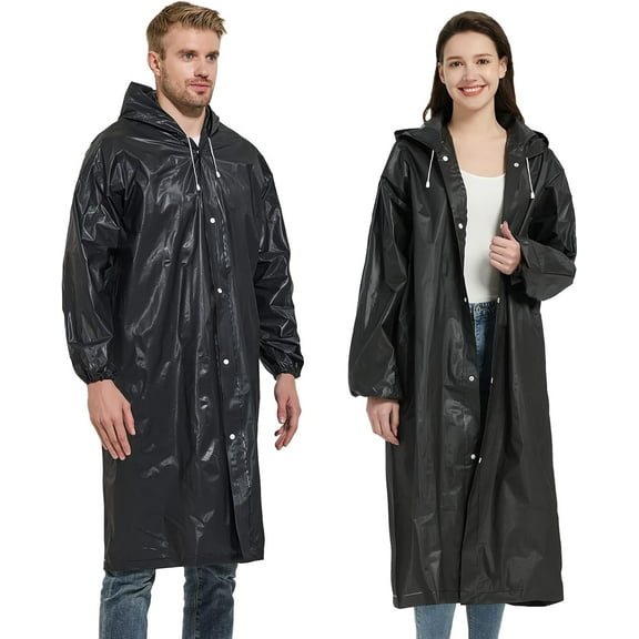2 Pack Waterproof Rain Ponchos for Adults-Reusable Emergency Raincoats with Hoodand Drawstring -LightweightPonchos