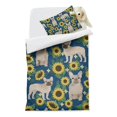thumbnail image 2 of French Bulldog Sunflowers Floral Duvet Cover and Pillowcase Set for Single Bedding, Bedroom Accessories for Kids Teens, 2 of 5