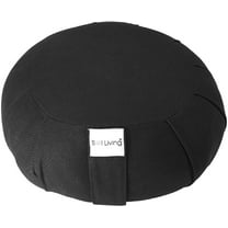 Sol Living Zafu Meditation Cushion Round Yoga Pillow Floor Cushions Lotus Pose Cotton Bolster Meditation Pillow Pouf - Meditation Accessories - 15" x 15" x 7" - Black
