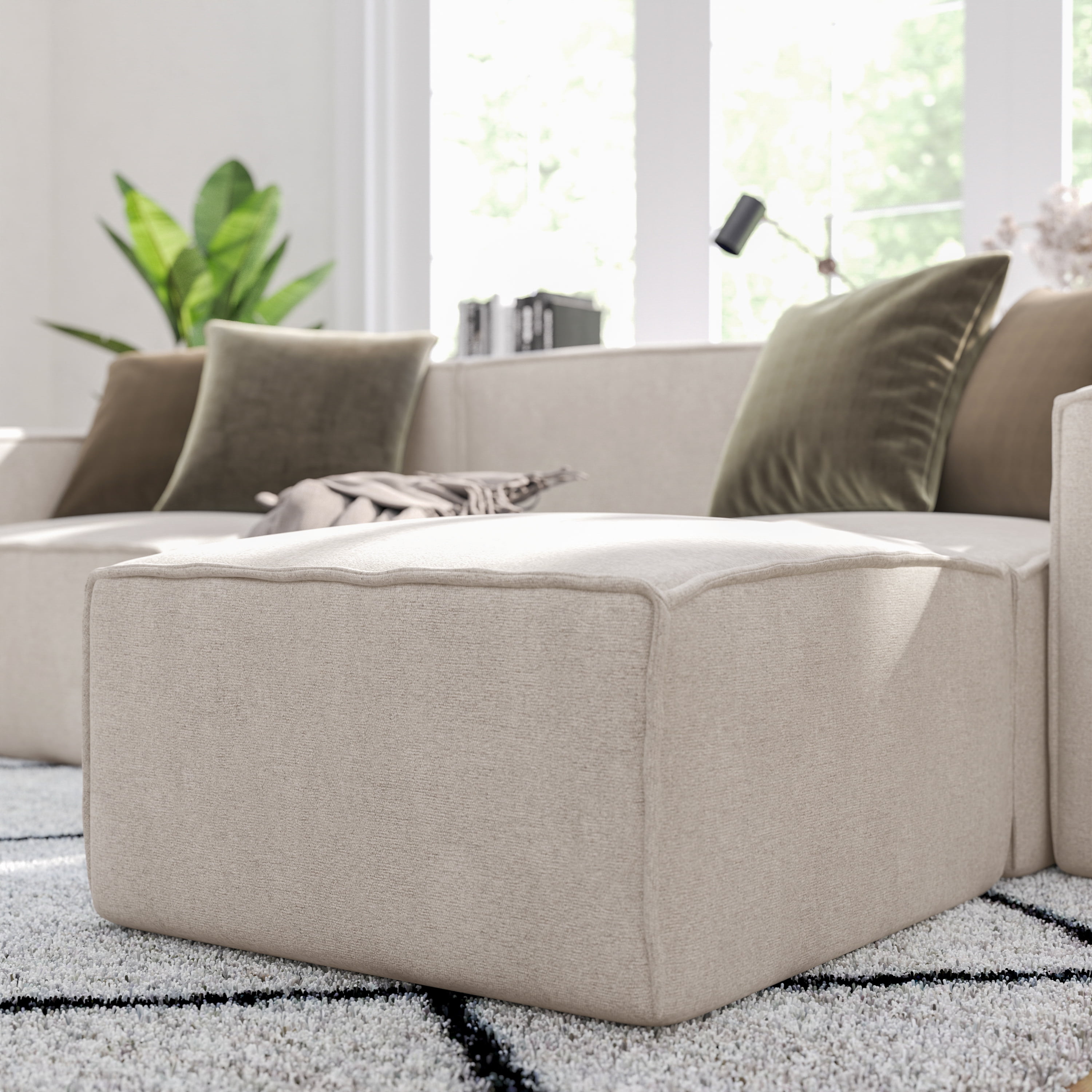 Merrick Lane Modular Ottoman Footrest in Cream