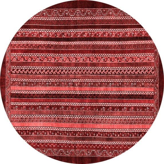 Ahgly Company Indoor Round Abstract Red Modern Area Rugs, 3' Round