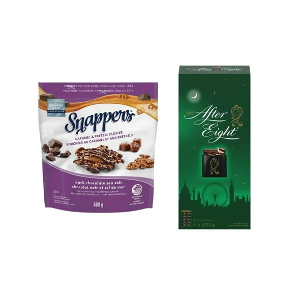 Snappers Dark Chocolate Pretzels + Nestlé After Eight Dark Mint Thins Value Pack
