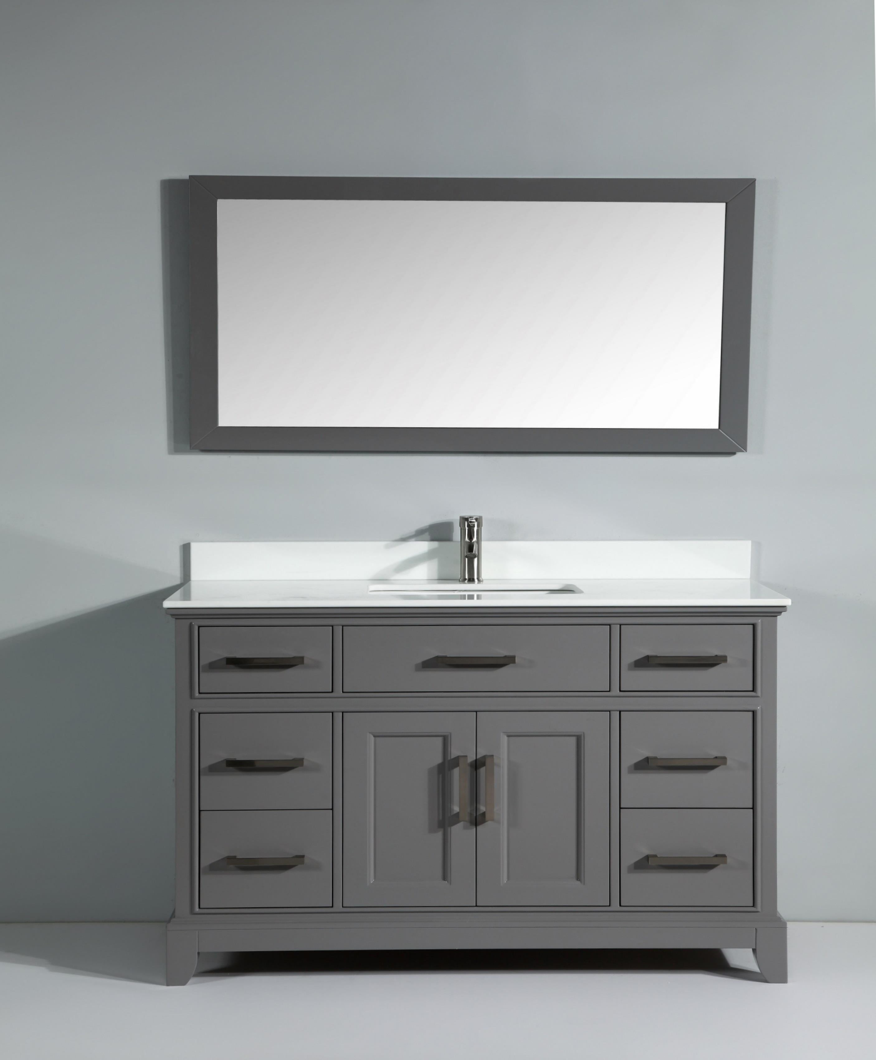 Vanity Art 60 inch single sink bathroom vanity set with super white ...