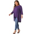 thumbnail image 3 of DARING DIVA Women's Plus 3/4 Sleeve High Low Loose Fit Tunic Tops 1X Purple, 3 of 6