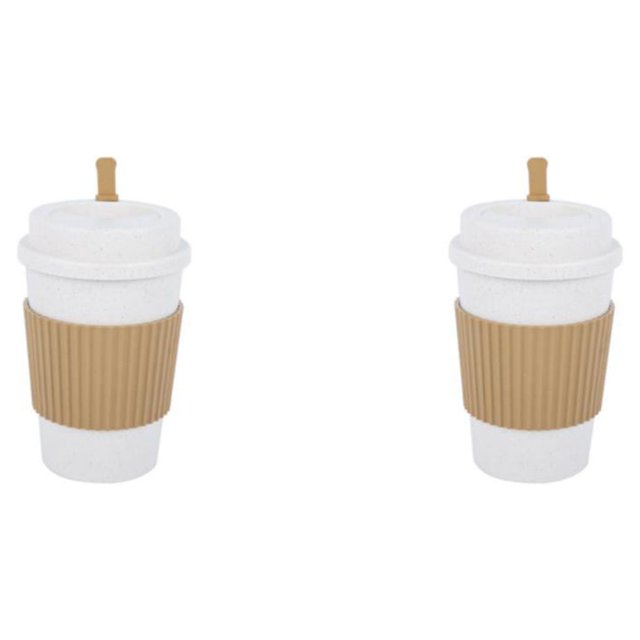 Cateissary Taza de café de trigo Taza de leche de agua Palo de sellado montado en el vehículo Vasos de moda para viajes al aire libre Picnic Amarillo 2Conjunto