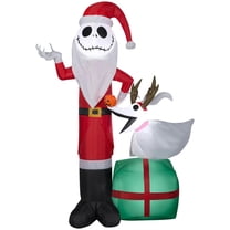 Gemmy 5 ft Airblown Blowup Inflatable Jack Skellington & Zero with Built-In Lights Outdoor Decoration - Multicolored
