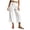 white, variant on Capris for Women Mid Waisted Wide Leg Cropped Pants Casual Loose Side Tie Summer Vacation Trousers with Pockets Khaki M