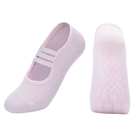 Women's Triple-Strap Backless Yoga Socks, Anti-Slip Professional Pilates Grip Socks for Dance Fitness and Athletic Training, Light Purple, One Size
