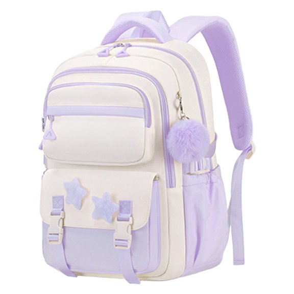 BinKFF Laptop Backpack Cute Backpack for Teen Large Kawaii Aesthetic Bookbag Preppy Laptop Backpack for Ages 6-8 8-10 10-12 with Pin Accessories Plush Pendant