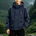 thumbnail image 4 of FAVIPT Boys Waterproof Coat Long Sleeve Zip Up Windproof Hooded Jackets Lightweight Outdoor Coats with Zipper Pockets Navy,7-8 Years, 4 of 9