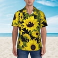 thumbnail image 5 of Uemuo Sunflowers In Vintage Printed Regular Fit Short Sleeve Casual Hawaiian Shirt for Men,Aloha shirt,Tropical shirt,Floral print shirt,Vacation Beach shirt-Medium, 5 of 9