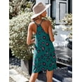 thumbnail image 5 of Ekouaer Women's Green Leopard Animal Print Floral Sleeveless Racerback High Waist Scoop Neck Casual Nightgown, 5 of 6